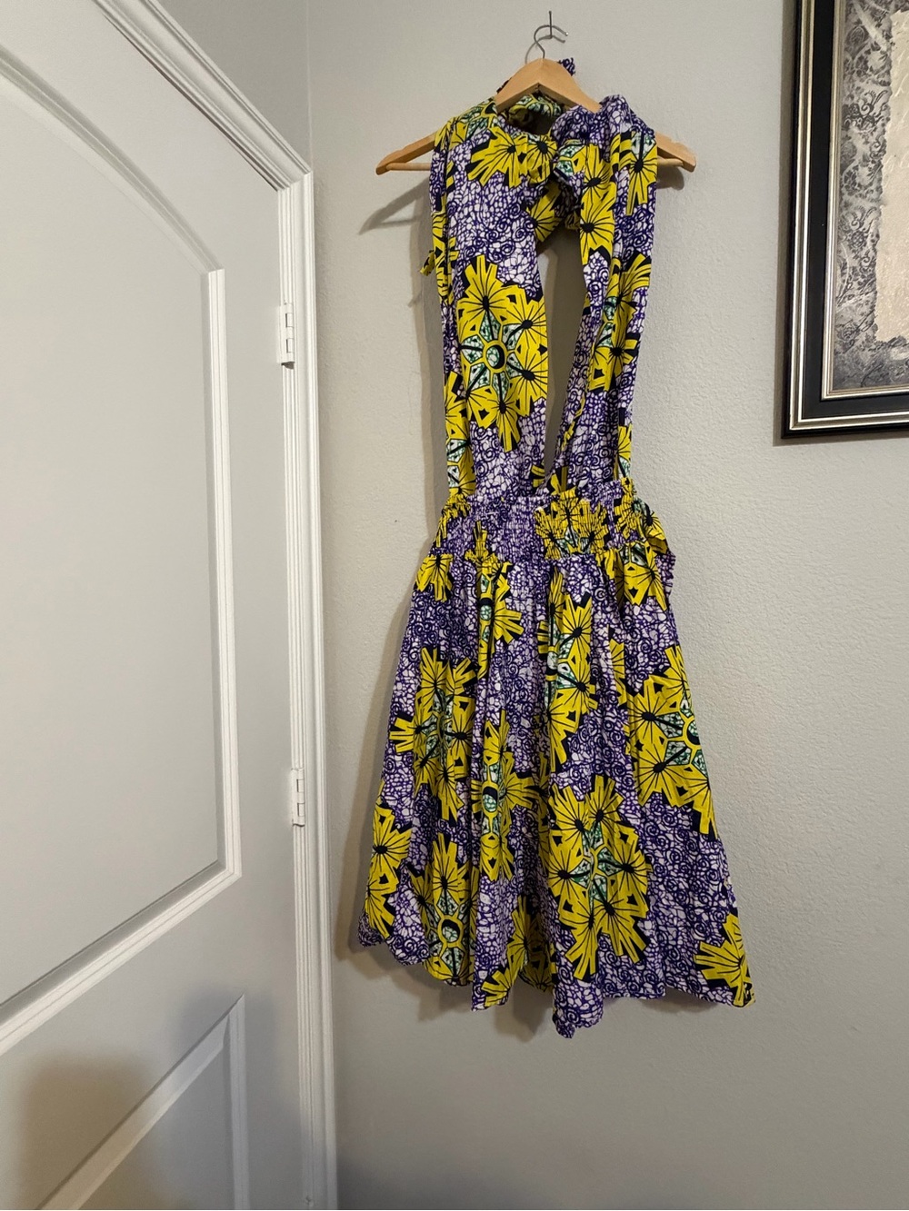 Felina Purple and Yellow Floral Halter Midi Dress